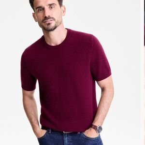 Club Room Men’s Regular Fit Textured 100% Cashmere Sweater T-Shirt size L